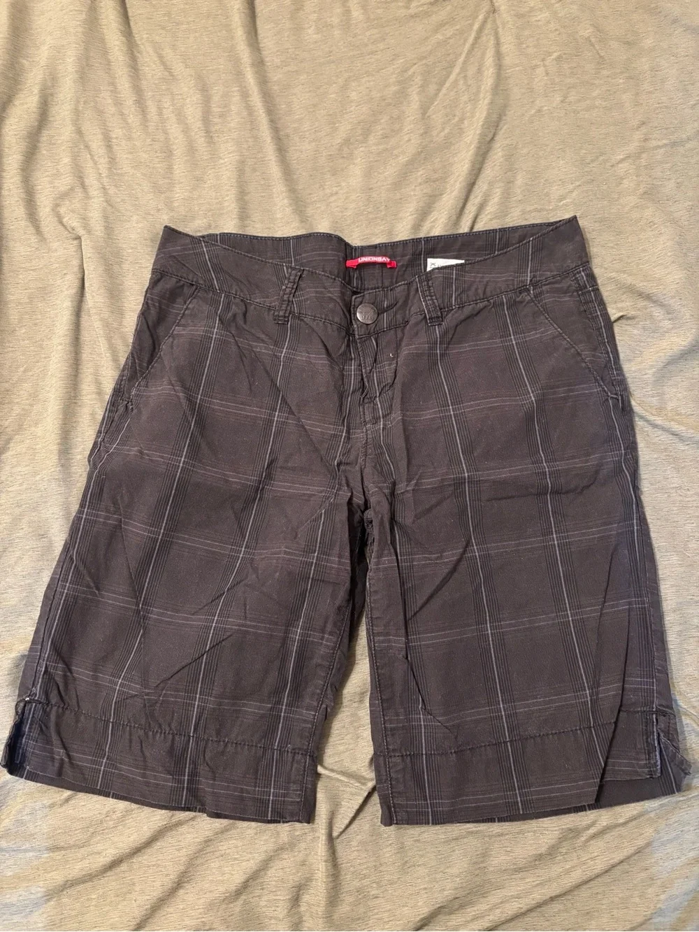 UNIONBAY women’s Black Plaid Flat Front Shorts y2k